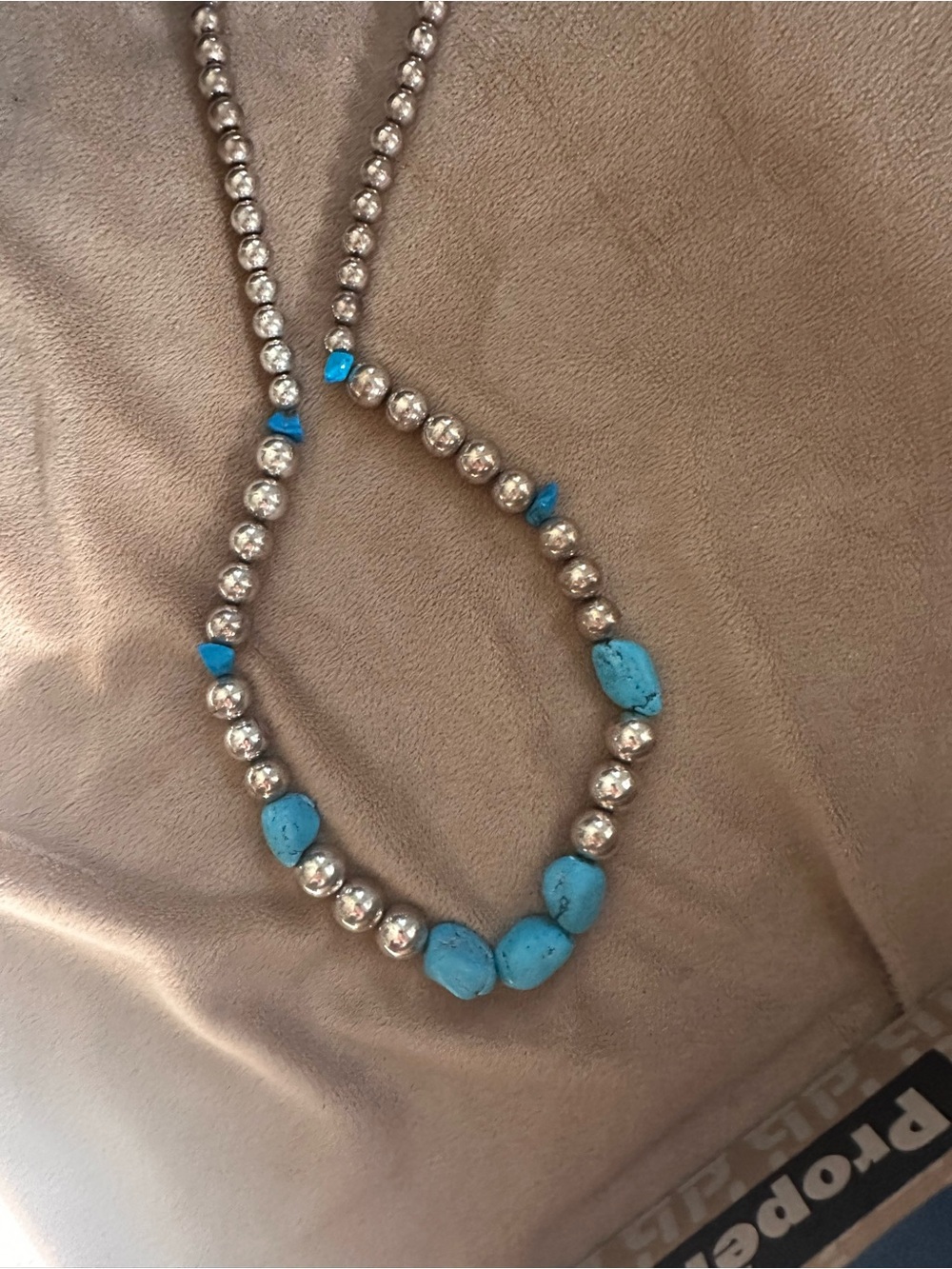 Turquoise and Silver Bead Necklace - Picture 6 of 11
